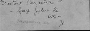 John Gay & Cordelia Bristow Marriage 1816