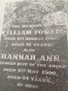 William and Hannah Headstone engraving