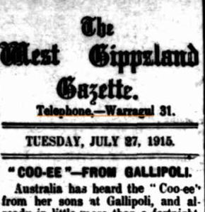 Coo-ee from Gallipoli.